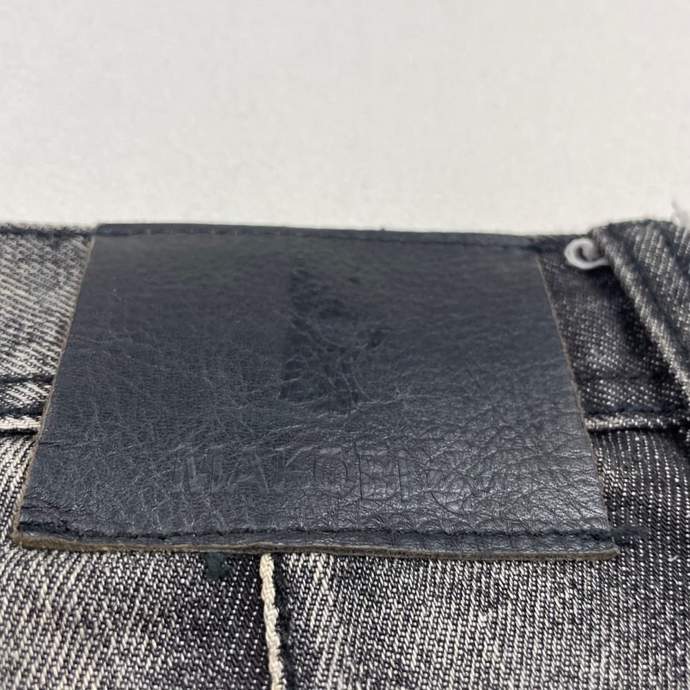 Makobi Denim Co Distressed Moto Jeans Mens 36x32 Faded Black Biker Distressed - Picture 4 of 7